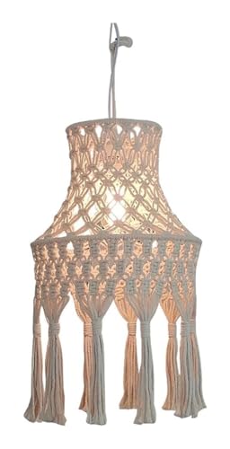 Lustre suspension macramé coton bohème luminaire plafonnier E27 pour décoration intérieure