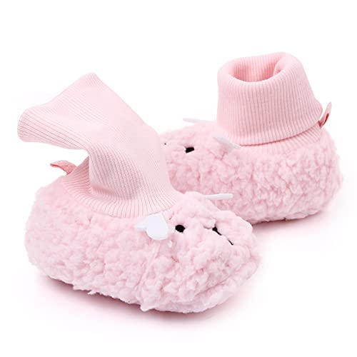 Faux Sherpa Baby Girl & Boy Booties Non - Slip Soft Newborn Boots For Unisex Infant & Toddlers Coral Fleece Prewalker2