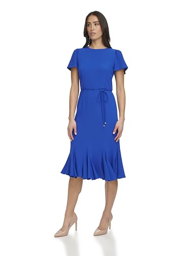 Tommy Hilfiger Women's Short Sleeve Pleated Hem Rope Belt Midi Dress