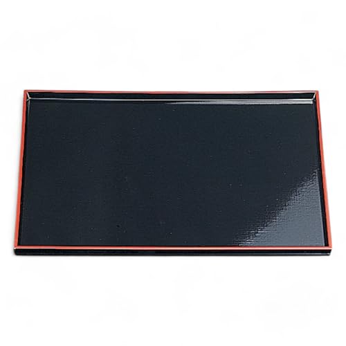 J-kitchens お盆 尺5 布目 トレー ( 盆 トレイ おぼん ) 黒 ブラック 天 朱 レッド 滑らない 45cm 漆器 ( ABS 樹脂 ) 日本製