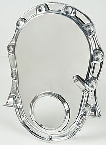 NEW BILLET SPECIALTIES POLISHED BIG BLOCK CHEVY TIMING COVER WITH 2 BILLET TIMING POINTERS, 10-BOLT STYLE BBC COVER, COMPATIBLE WITH 7" AND 8" DAMPERS