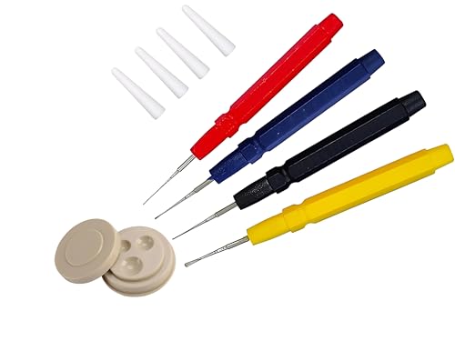 TAURISH Oiler Pen Needle Set for Watchmaker Precision Oiler Pen Applicator for Watch Repair, Clock Lubrication and Small Parts (4 Oil Pen with Oil Cup)