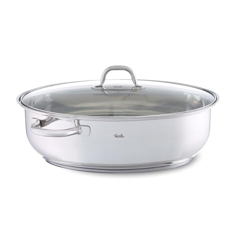 Fissler/Edelstahl-Bräter (8,8 L - Ø 38 cm) großer ovaler Schmortopf, mit Glas-Deckel, backofen-& spülmaschinengeeignet - Induktion