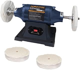 POWERTEC BF601C 6-Inch Heavy Duty Bench Buffer with 2 Extra Thick Spiral Sewn Buffing Wheels