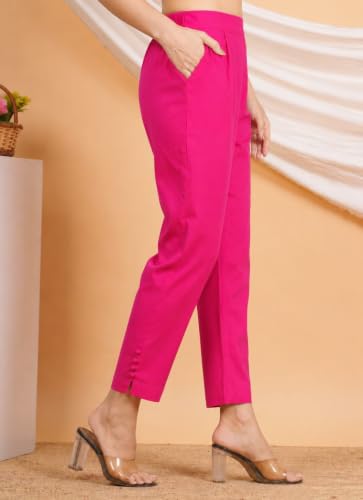 Image of Yash Gallery Women's Regular Fit Mid Rise Solid Lycra Trouser Regular Pants