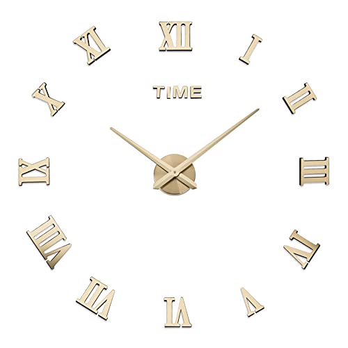 Uposao Moderne DIY Grand Pendule Murale 3D Mirror Stickers Horloge Montre Murale Horloge Moderne sans Cadre Chiffres Romains Montre Murale Home Office...