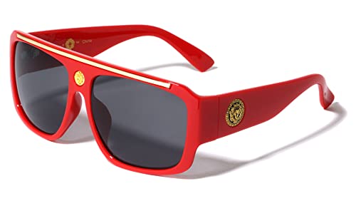Dweebzilla Lionhead Medallion Oversized Square Sport Retro Sunglasses