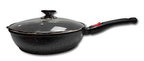 Cflagrant® - Sartén de 24 cm, forma de piedra con tapa, para todo tipo de fuegos, incluidos...