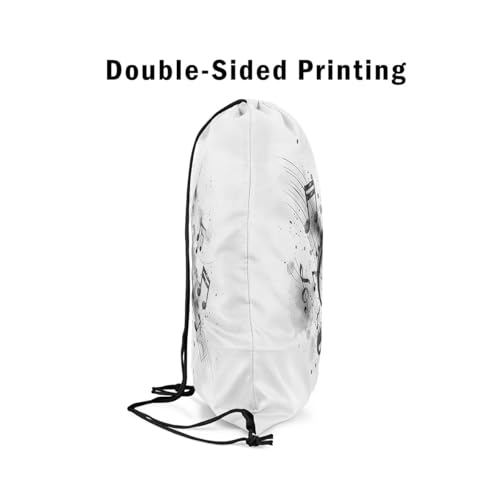 Erosebridal Musical Note 13x15.7 Drawstring Backpack, Music Drawstring Bags, Ink Painting Polka Dots Classic Rustic Music Draw String Back Bag, Modern Aesthetic Music Stave Concerto String Backpack4