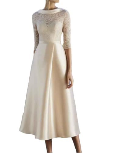 Sheath/Column Elegant Mother of The Bride Dress Knee Length Jewel Neck 3/4 Sleeve Wedding Guest Dress Appliques 2025
