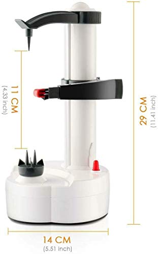Electric Potato Peeler, Automatic Rotating Fruits & Vegetables Cutter Apple Paring Machine - Kitchen Peeling Tool with 2 Extra Blades (White)