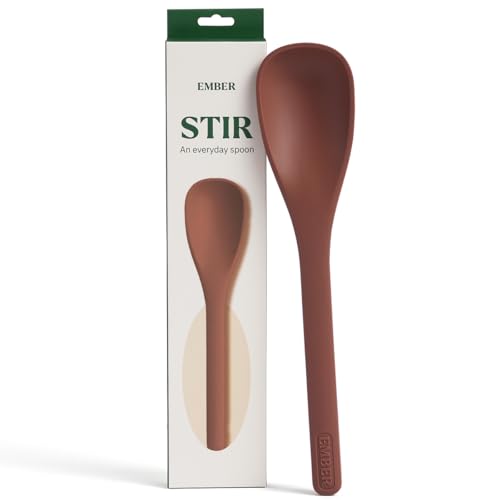 Image of Ember Cookware Silicone Stir Spatula 27 cm | 230C Heat Resistant | Platinum Grade Silicone Stirring Spoon | Heat Resistant Spatula for Cooking & Serving | Seamless Unibody Design | Terracotta