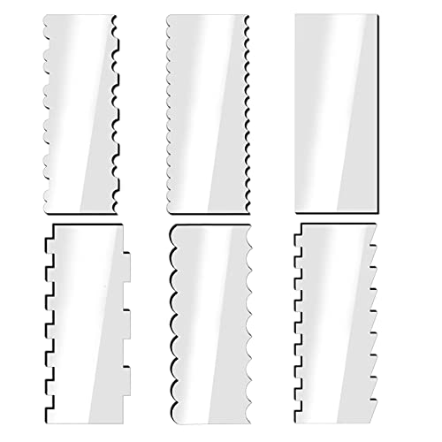 PIIKNUO 6 Stück Kuchen Schaber Acryl Torten Schaber Kuchenschaber für Buttercreme Kuchenspachtel Tortenglätter Cake Scraper Sahneschaber Geeignet für Kuchenstyling-Werkzeuge Küchenbacken DIY Cover