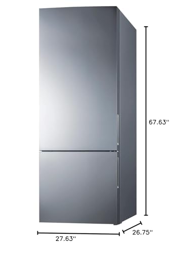 Summit Appliance FFBF279SSX 28" Wide Bottom Freezer Refrigerator, Interior LED Lighting, Stainless Steel Doors, 14.6 cu.ft Capacity, No-frost Operation, Digital Temperature Control on Fridge.com