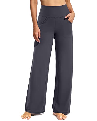 Image of Promover Wide Leg Pants Woman Yoga Pants with Pockets Stretch Loose Casual Lounge Sweatpants Petite /Regular /Tall
