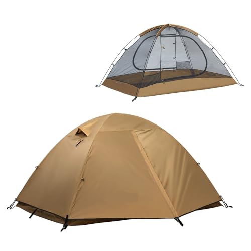 Carpa camping impermeable doble capa 2 personas portátil miniatura 2