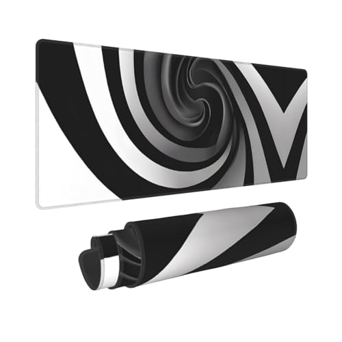 Grand tapis de souris de jeu 80x30,5cm antidérapant noir et blanc pour clavier