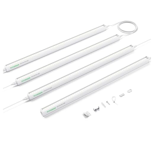 VIVOSUN 2ft Grow Lights for Indoor Plants Full Spectrum, LED Plant Lights 60W(4 X 15W), T5 Grow Light Strip for Seed Starting, Greenhouse, Hydroponics, SGS Compatible, Linkable, 5000K, 4-Pack