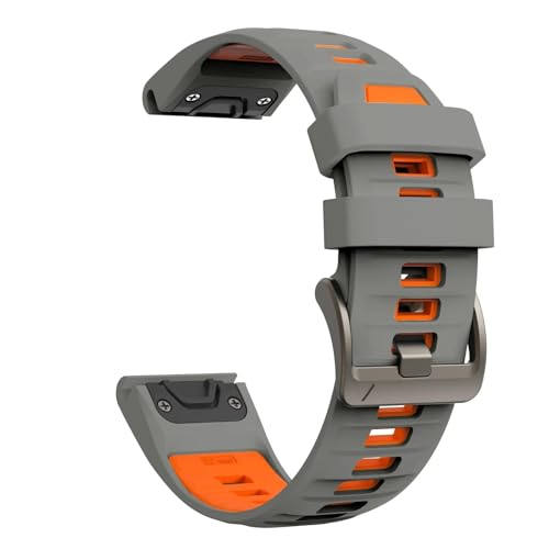 [�����ȓX] �ɓK����Garmin Fenix 8 E 7 X 6 6 X Pro 5 X 5 Plus�x���gForerunner 955 965 970 Tactix 8�u���X���b�g2226 mm�������V���J�Q���x���g(Gray Orange,26mm)