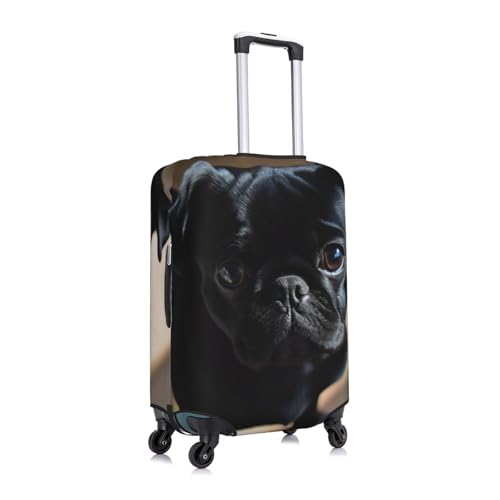 Black Pug Dog Puppy Luggage Cover for Suitcase Tsa Approved, Spandex Stretch Suitcase Protector Washable Baggage Covers Travel Luggage Sleeve Large Suit Case Cover Fit 18-32 Inch3