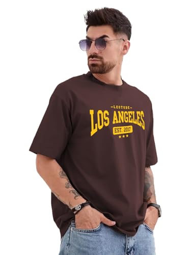 Image of LEOTUDE Men's Cottonblend Oversized Round Neck T-Shirt | T Shirt for Man