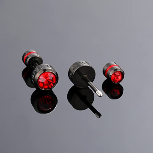 5 Pairs Colorful Screw Back Of Earrings Cz Titanium Studs For Women Men,20G 6Mm Surgical Steel Hypoallergenic Screw On Double Sided Barbell Stud Earring For Sensitive Ears (Red Cz) #TOP5