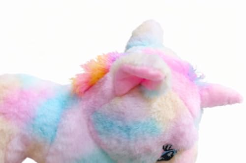 Image of Multicolor Unicorn Soft Toy - 25cm Length | Cute Plush Stuffed Animal for Kids & Girls | Ultra Soft, Fluffy & Lightweight Color May Vary