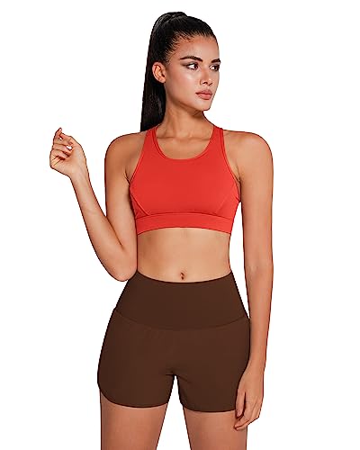 Image of QUEENIEKE BareFlow Women's Sports Bras with Phone Pocket Medium Impact Padded Racerback Workout Gym Crop Top Running Yoga Bra