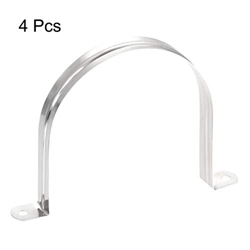 Uxcell Rigid Pipe Strap Fit For 110Mm(4.3") Od, 2 Holes Tube Straps 201 Stainless Steel Tension Tube Clip Clamp 4Pcs #TOP3