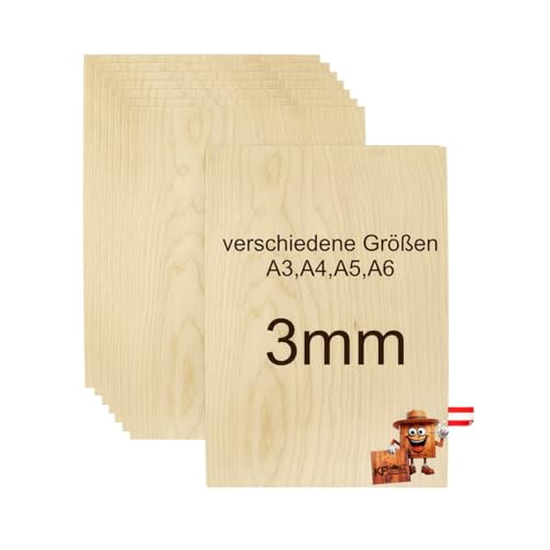 KF-Holz 5 Sperrholzplatten Birke (20x:30cm,3mm) - Hochwertige Multiplex Platten für Bastelarbeiten, Holzzuschnitte, Modellbau