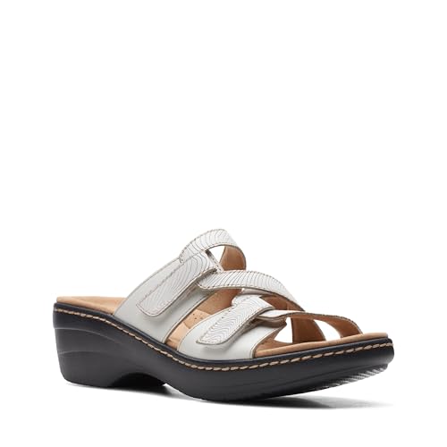 Clarks Collection Women's Merliah Karli Wedge Sandal, White Leather, 8 Medium US - image 5