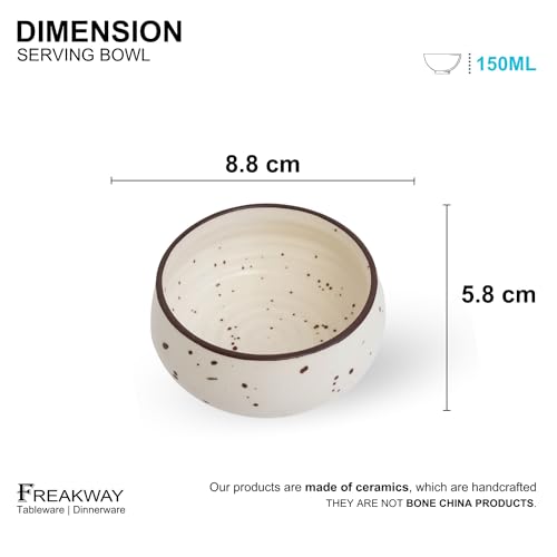 Image of Freakway Hand-Painted Matte Finish Ceramic Bowl Set of 4 (150ml) | Small Serving Soup Bowls, Cereal Bowl, Dessert /Chutney Bowl (3 inch)
