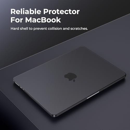 Image of EooCoo Case Compatible with MacBook Air 15 inch M5 2026 2025-2023 Release M4 M3 M2 Model A3448 A3241 A3114 A2941, Plastic Hard Shell Case & Keyboard Cover & Screen Protector, Matte Black