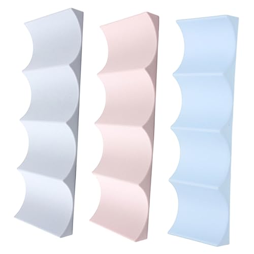 SMASOLO 3 piezas Organizador de Vino para Encimera de Soportes Apilables de PP Diseño Moderno y Funcional Blanco Azul y Rosa para Almacenamiento de Botellas y Latas