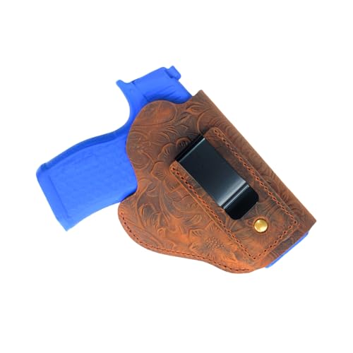 JJNUSA Leather Gun Holsters for S&W M&P 2.0 Shield 380 EZ - 9 Shield Plus IWB Concealed Carry for Glock 42 43x Ruger Security 380 LCP LCP MAX Sig P365 SAS P365X Right Hand