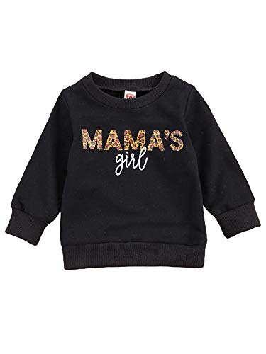Infant Toddler Baby Boy Girls Crewneck Sweatshirt Tops Love You More Shirt Unisex Kids Valentine's Day Pullover Clothes (Mama's Girl # Black, 0-6 Months)