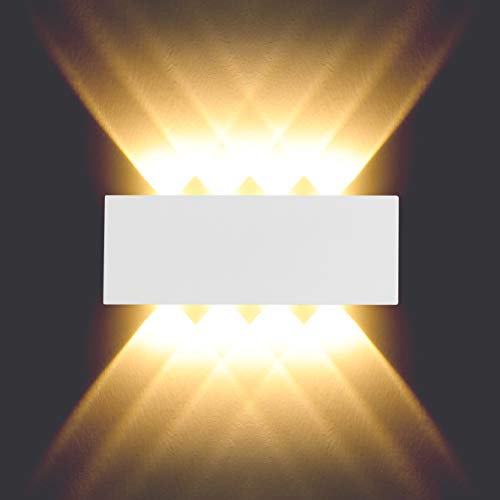 BELLALICHT Applique murale LED 8 W Interieur Lampe Murale en aluminium Étanche Pour salon chambre couloir escalier - Blanc chaud