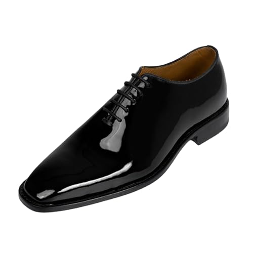 Dress Shoes for Men | Genuine Leather Oxford High Gloss Design Lace-Up Closure Black Dress Shoes Men