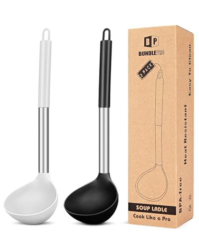 Pack of 2 Ladle Spoon,Silicone Large Spoon for Soup,Non Stick