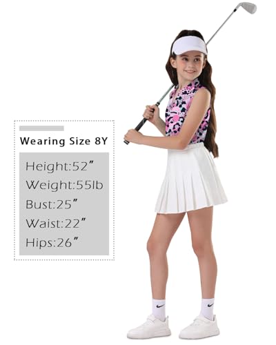Image of Soneven Girls Sleeveless Polo Shirts Button UP Golf Tennis T-Shirts with Collared Quick Dry Tank Tops for 4-14 Years