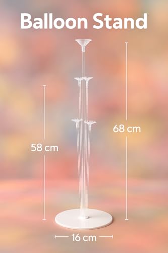 Image of DL Balloon Stand Set - Pack of 2 | Clear Table Desktop Balloon stand Holder with 7 Plastic Sticks, 7 Cups & 1 Base Each | Reusable Decoration Stand for Birthday, Wedding, Anniversary & Home Decor