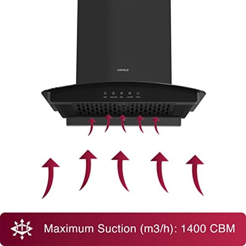 Image of Hafele Curve Bolt 60 Auto Clean Wall Mounted Chimney (Black 1400 CMH)