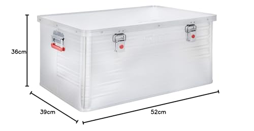 STIER Alubox, Aluminiumbox 135L, Staub- und spritzwasserresistent mit Gummidichtung und 2 Klapphandgriffen, Alukiste mit Spannverschluss, zuverlässige geruchsneutrale Aufbewahrung - 10