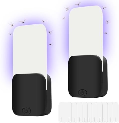 Indoor Flying Insect Trap - 2 Devices & 10 Glue Cards For Fruit Flies, Gnats, Mosquitoes. Safe For Home, Kitchen, Bedroom.