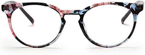 Image of Roshfort Unisex Oval Blue Cut Zero Power Full Rimless Computer Glasses Spectacle Frame (Flower Print, E-3)