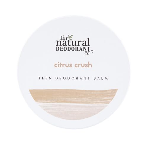 The Natural Deodorant Co, Teen Deodorant Balm Citrus Crush 55g, for Teens or Tweens, Aluminium Free, Plastic Free