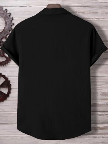 Image of Men's Solid Polycotton Shirt | Short Sleeve Casual & Formal Shirt for Men | Summer Half Sleeve Shirt