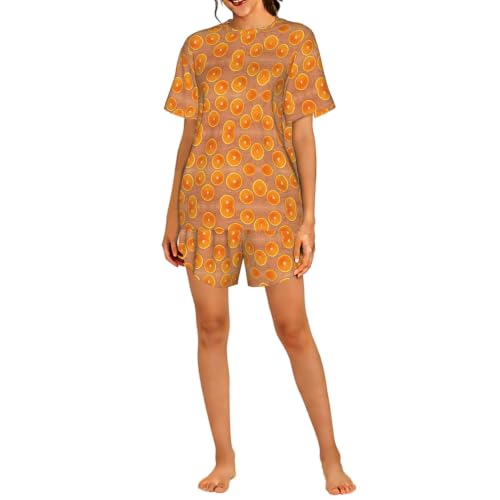 Pyjama à manches courtes pour femme vêtement de nuit agrumes