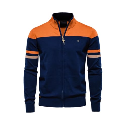 Men's Winter Cotton Knitted Cardigan - Casual Zipper Patchwork Fashion Youth Sweater