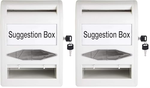 Urna de votación resistente con llave Amazon Basics, plástico ABS blanco no transparente, 2 uds 2